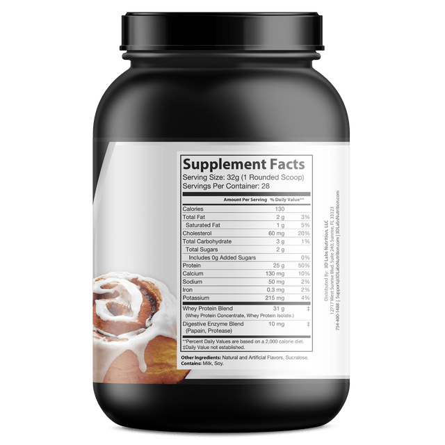 3D Labs Nutrition WheyMode Cinnamon Swirl Whey Protein ā Supplement Facts View