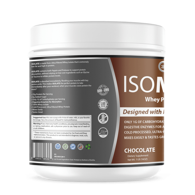 3D Labs Nutrition IsoMode Chocolate Whey Protein Isolate ā Left Label View