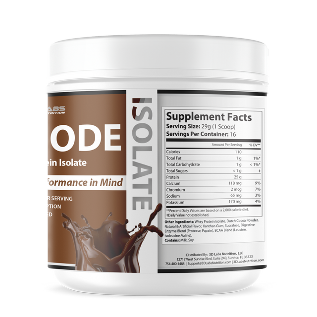 3D Labs Nutrition IsoMode Chocolate Whey Protein Isolate ā Supplement Facts View