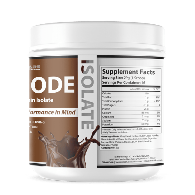 3D Labs Nutrition IsoMode Chocolate Whey Protein Isolate ā Supplement Facts View