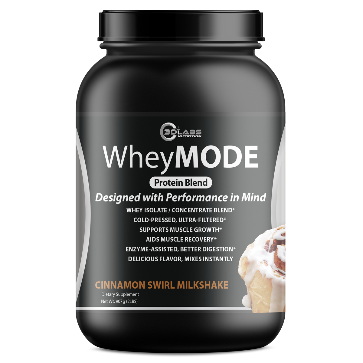 3D Labs Nutrition WheyMode Cinnamon Swirl Whey Protein – Front