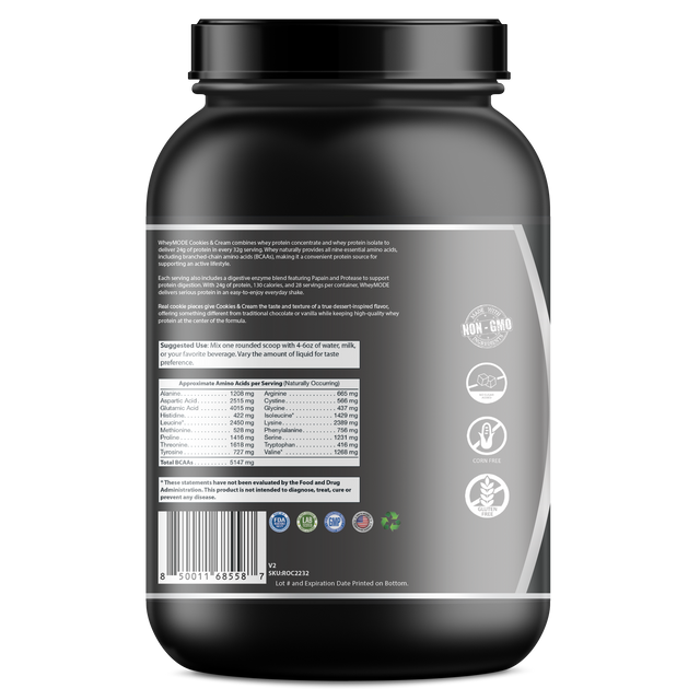3D Labs Nutrition WheyMode Cookies & Cream Whey Protein – Left Label View