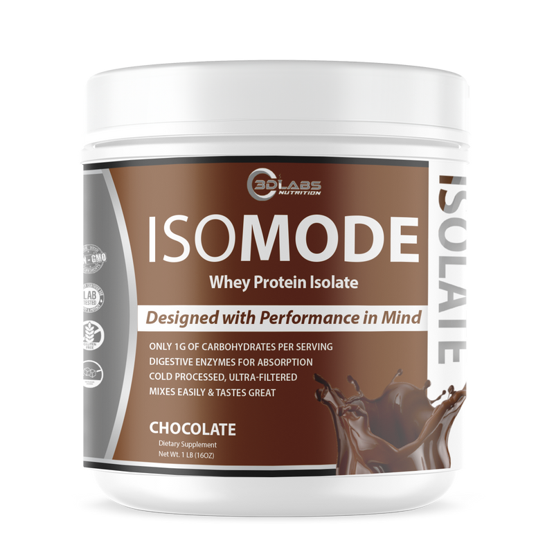 3D Labs Nutrition IsoMode Chocolate Whey Protein Isolate – Front