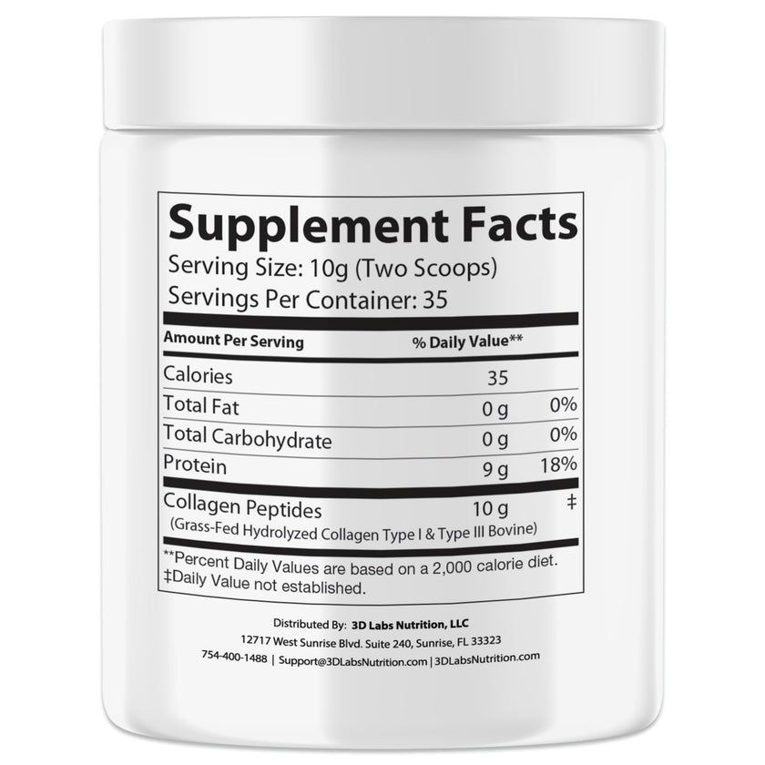 3D Labs Nutrition's Hydrolyzed Collagen Powder - Type 1 & 3